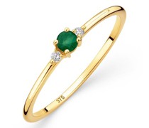 Ring 9K Ring with Diamond and Emerald (Brazil)