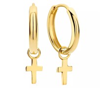 Ohrringe Monceau Solange 14 karat hoop earrings with cross