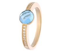 Ring Ring with 1 blue topaz approx. 1.15ct and 18 zirco