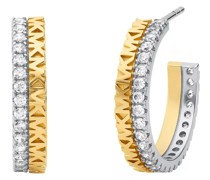Ohrringe 14K Two-Tone Sterling Silver Monogram Hoop Earring