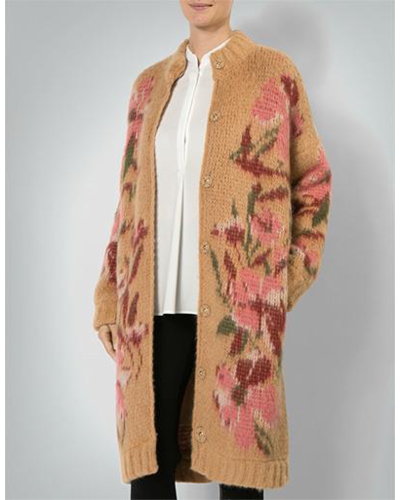 Twin-Set Damen Strickmantel mit Blumenmuster