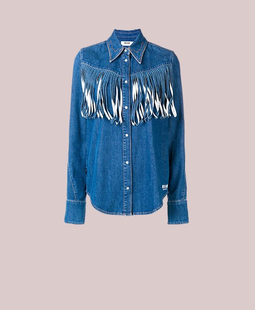 Jeanshemd mit Fransen MSGM