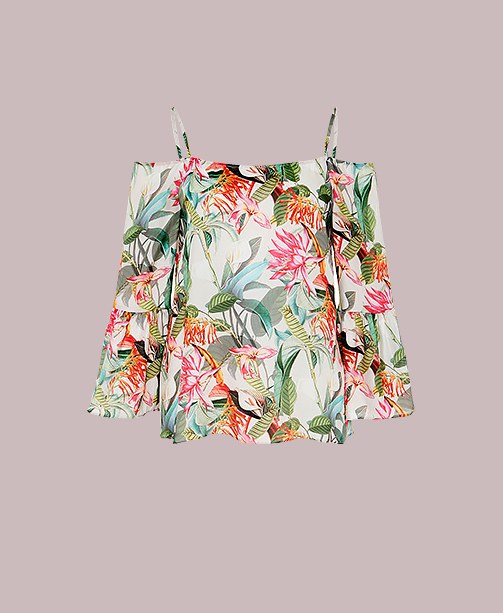 Bluse mit tropical Print Hallhuber